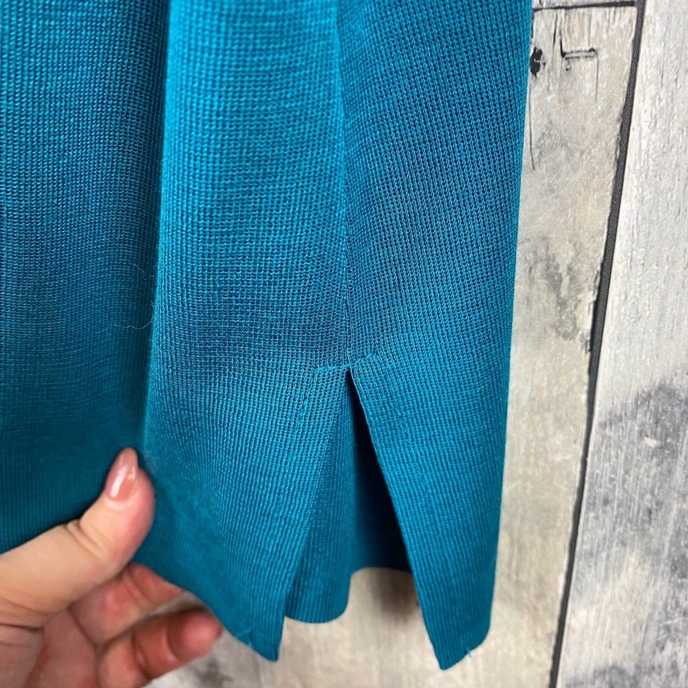 Ming Wang Mid-Length Scoop Neck Knit Tank in Teal Blue Size Large. - Picture 3 of 8